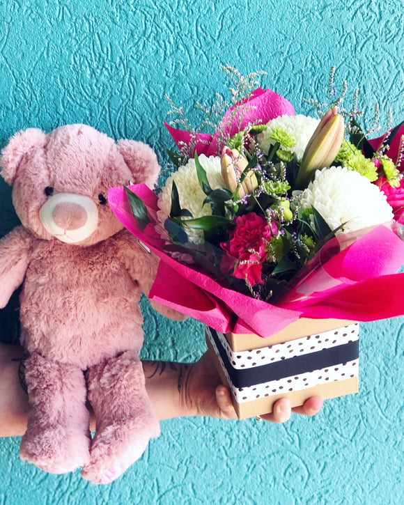 Oh Baby - Flowers and a Bear