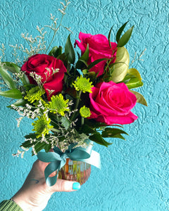 Mini Vase of Valentines Blooms