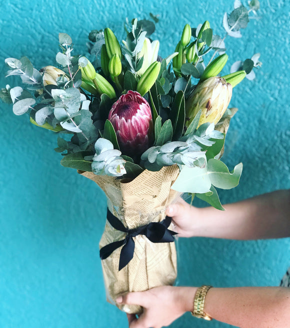 Lily & Protea Vase Arrangement